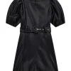 Abito 3/4 belted manica palloncino nero