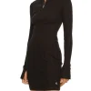 Abito a maniche lunghe slim con zip nero