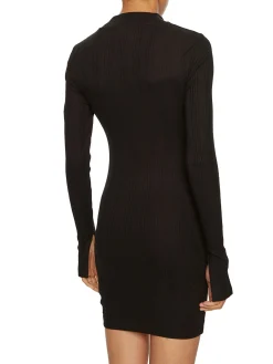 Abito a maniche lunghe slim con zip nero
