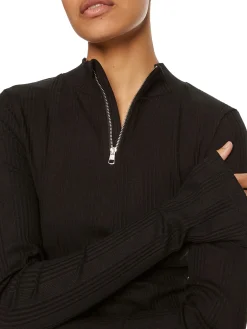 Abito a maniche lunghe slim con zip nero