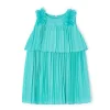 Abito balza plissettata bambina verde acqua