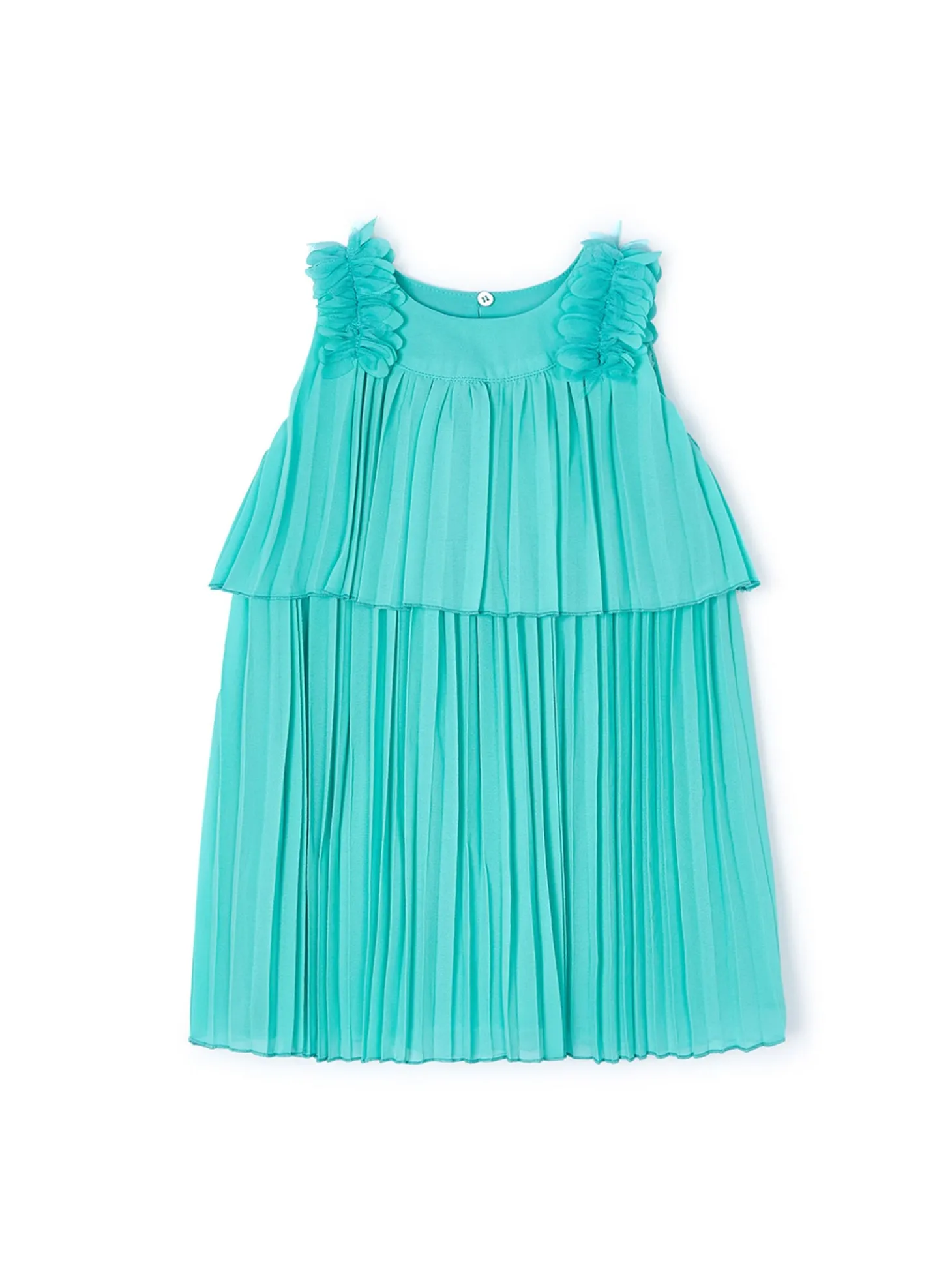 Abito balza plissettata bambina verde acqua