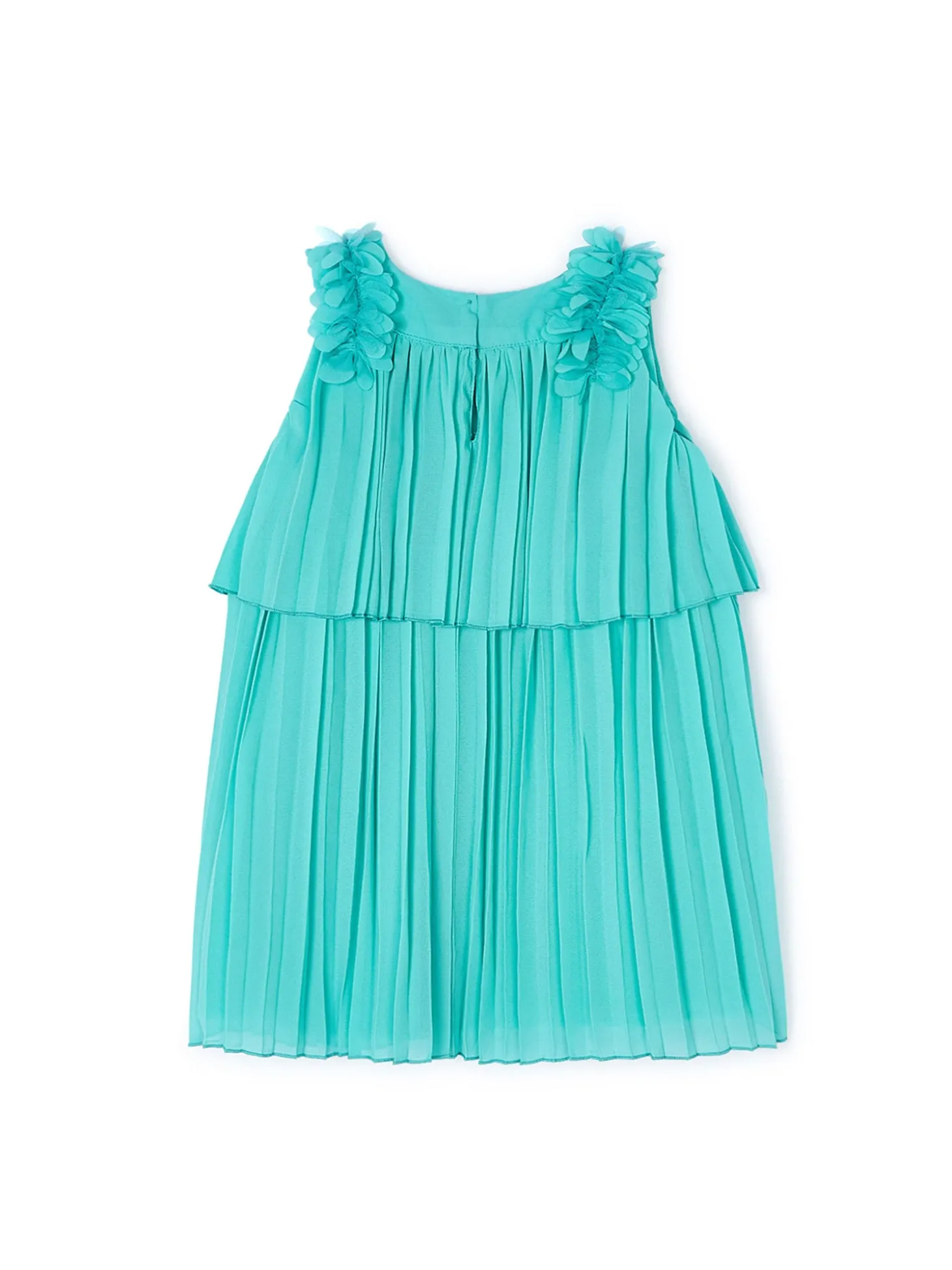 Abito balza plissettata bambina verde acqua