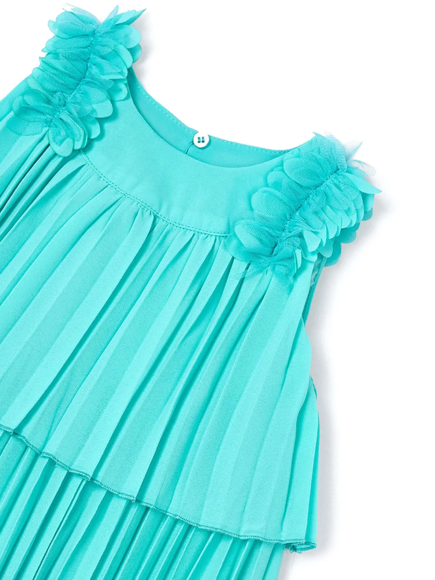 Abito balza plissettata bambina verde acqua