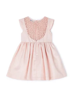 Abito cerimonia con fiore e retro in tulle ricamato neonata nude