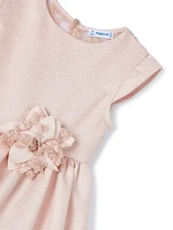 Abito cerimonia con fiore e retro in tulle ricamato neonata nude