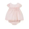 Abito chiffon cerimonia con copripannolino neonata rosa