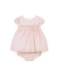 Abito chiffon cerimonia con copripannolino neonata rosa