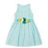 Abito con cintura e decoro floreale bambina celeste