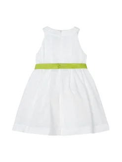 Abito con cintura e decoro floreale bambina bianco