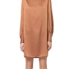 Abito corto linea ad A in raso camel