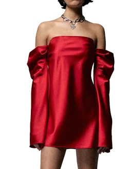 Abito corto Vera in satin rosso