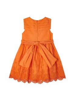 Abito cotone ricamato bambina arancio