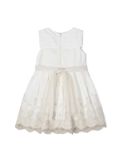 Abito cotone ricamato bambina ecrù