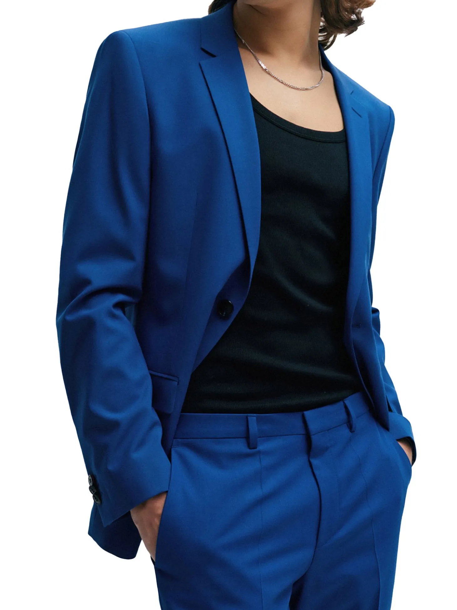 Abito Extra Slim Fit monopetto in tessuto misto frescolana