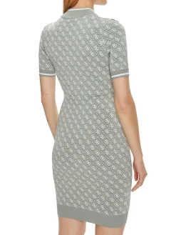 Abito in maglia aderente con logo su texture salvia