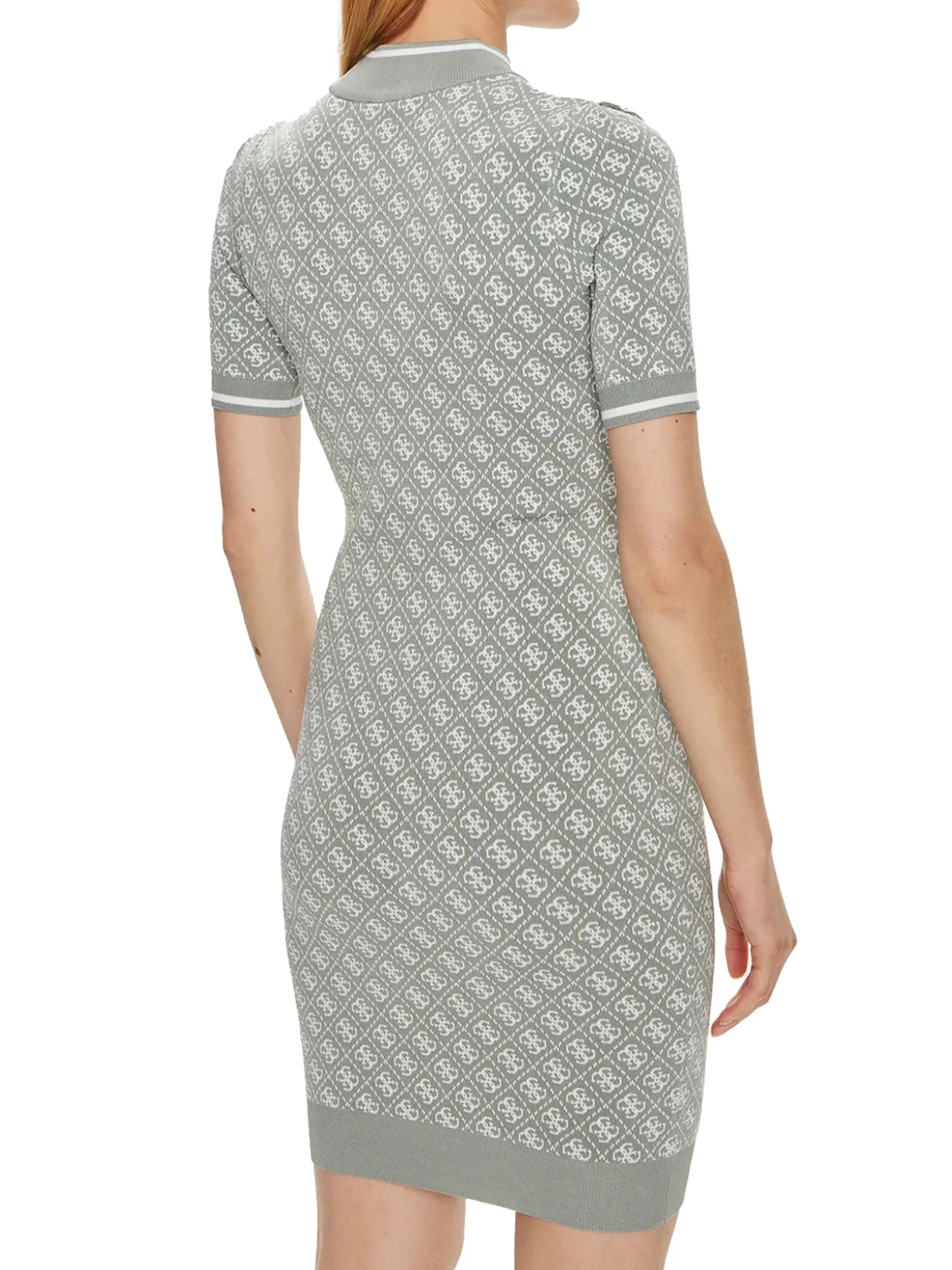 Abito in maglia aderente con logo su texture salvia