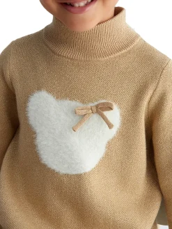 Abito in maglia lurex patch Teddy biscotto