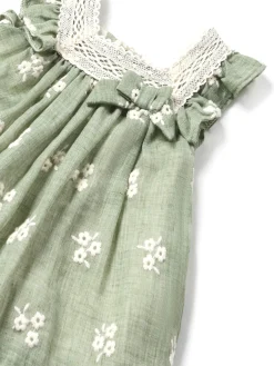 Abito in tulle ricamato verde