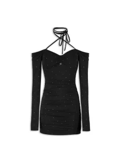 Abito Jett con strass e laccetto al collo nero