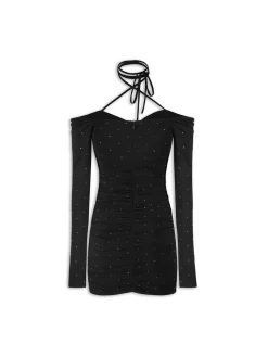 Abito Jett con strass e laccetto al collo nero