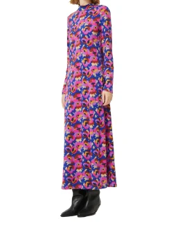 Abito lungo in maglia a fantasia multicolor