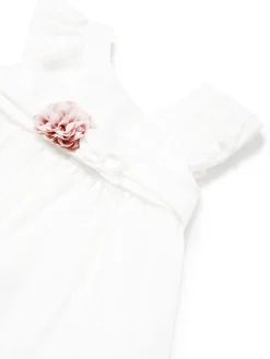 Abito maniche corte cerimonia neonata bianco