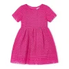Abito maniche corte in Guipur bambina fuscia