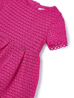 Abito maniche corte in Guipur bambina fuscia
