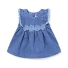 Abito maniche corte neonata con rouches in denim scuro