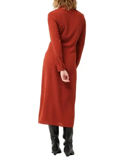 Abito midi con bottoni marrone