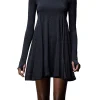 Abito mini Doll Jett con trasperenze sulle spalle e collo alto nero