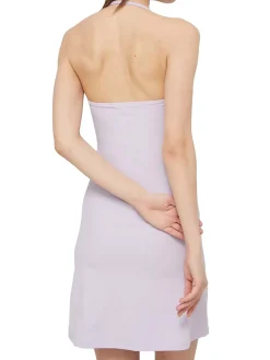 Abito mini smanicato flare lilla