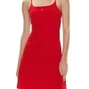 Abito mini smanicato strap flare rosso