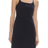 Abito mini smanicato strap flare nero