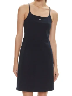 Abito mini smanicato strap flare nero