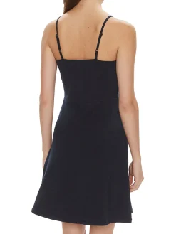 Abito mini smanicato strap flare nero