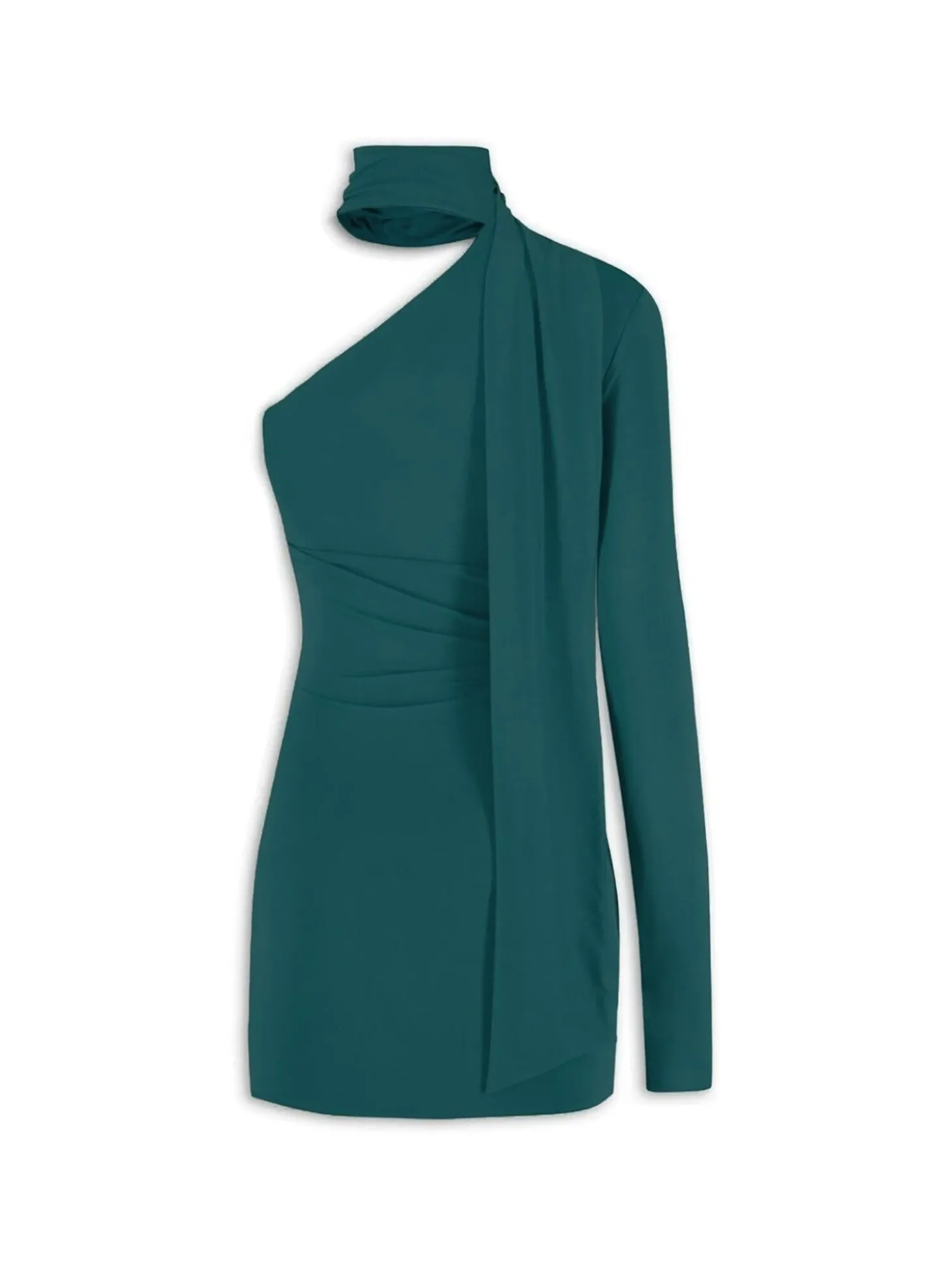 Abito mini tie Jett con fusciacca verde foresta