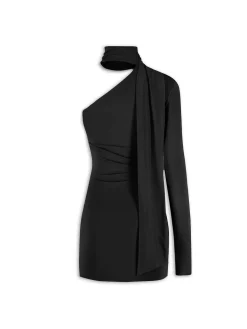 Abito mini tie Jett con fusciacca nero