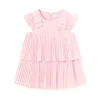 Abito plissettato con fiocchi neonata rosa