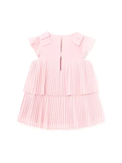 Abito plissettato con fiocchi neonata rosa