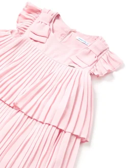 Abito plissettato con fiocchi neonata rosa