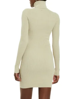 Abito slim con collo alto beige
