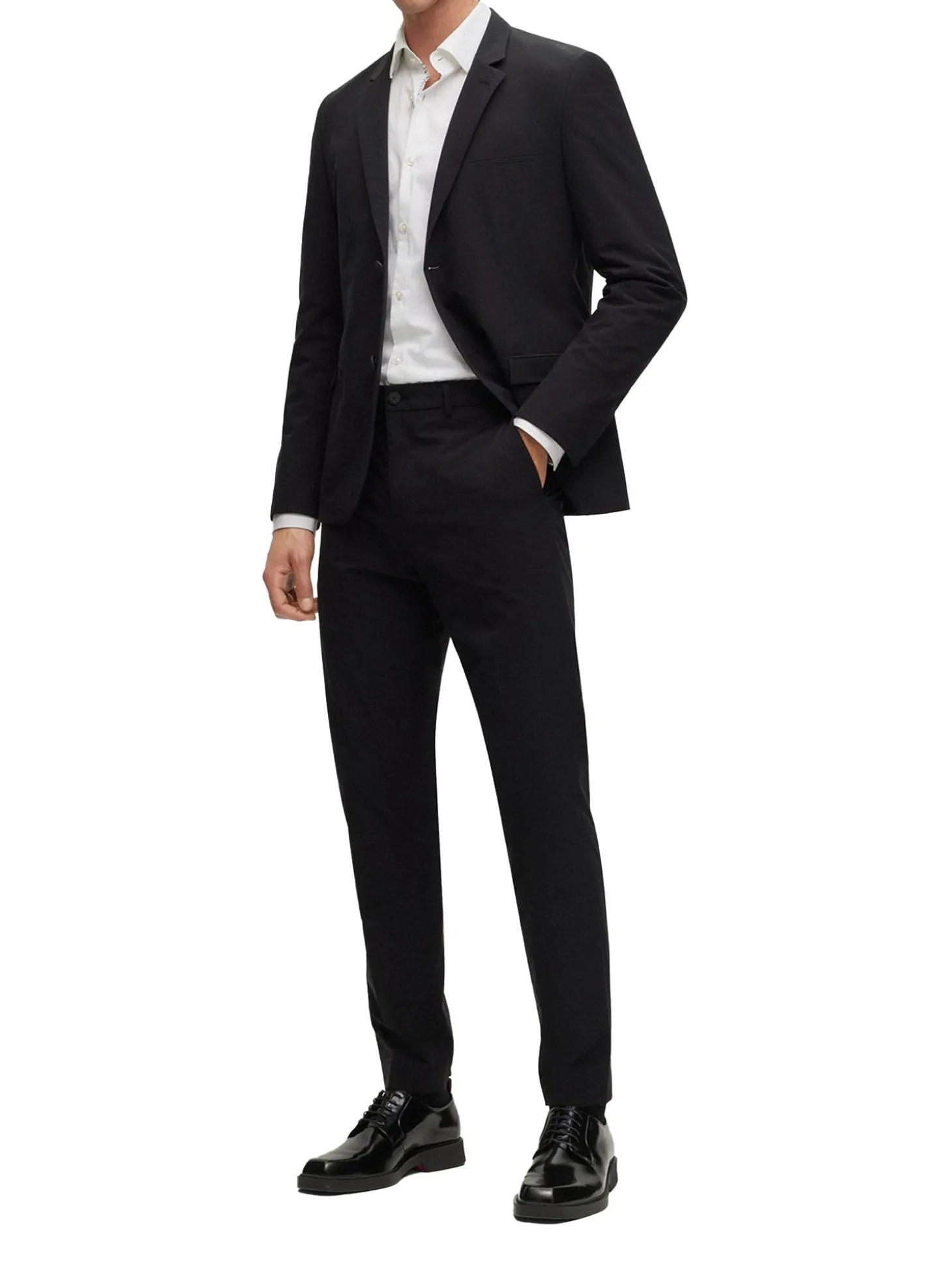 Abito slim fit monopetto in tessuto stretch