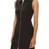 Abito smanicato con zip nero