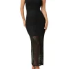 Abito smanicato mesh stitch nero