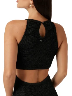 Abito smanicato mesh stitch nero