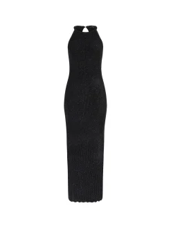Abito smanicato mesh stitch nero