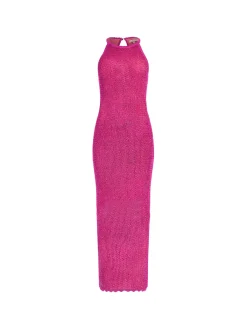 Abito smanicato mesh stitch magenta