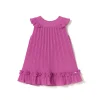 Abito smanicato plisset fucsia